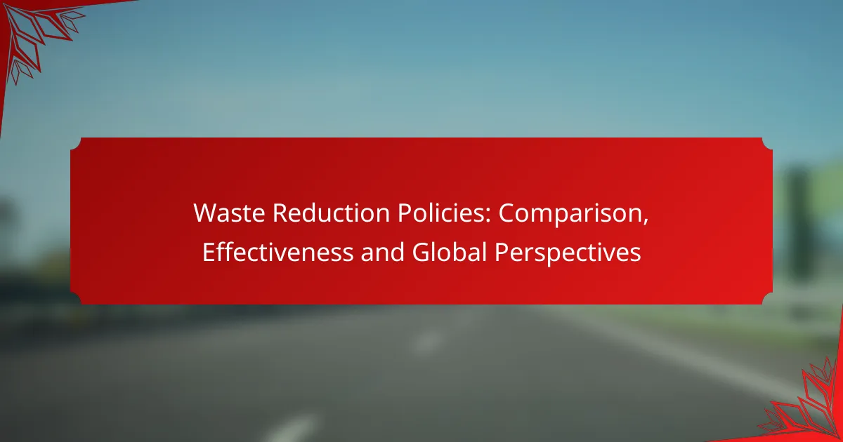 Waste Reduction Policies: Comparison, Effectiveness and Global Perspectives