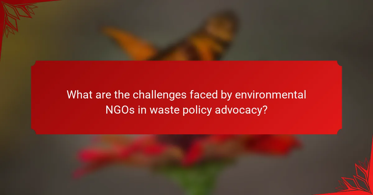 What are the challenges faced by environmental NGOs in waste policy advocacy?