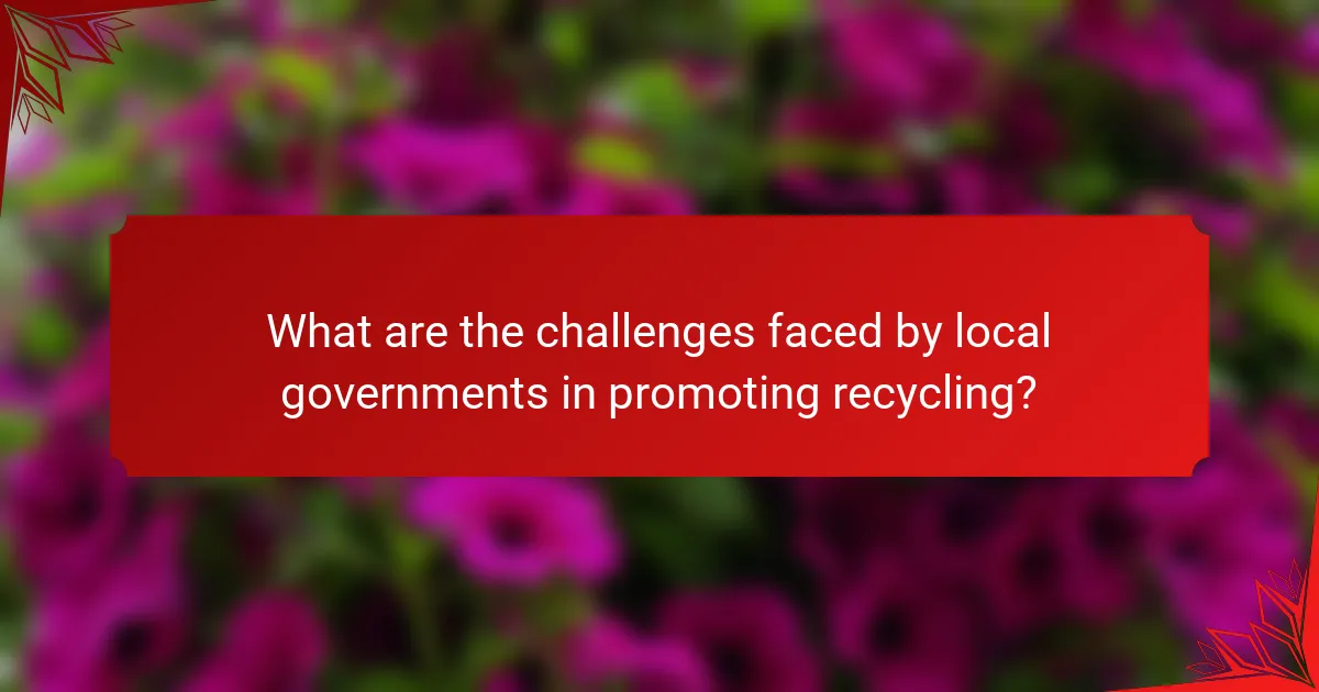 What are the challenges faced by local governments in promoting recycling?